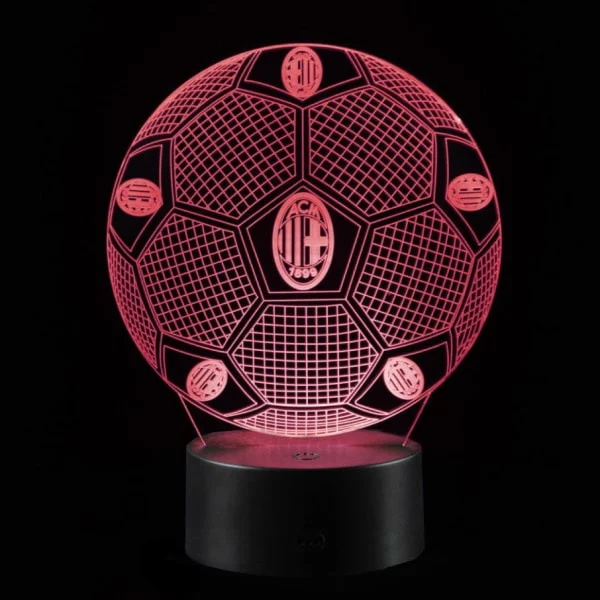 AC Milan 3D lampe. Fodbold. Farveskift mellem 7 farver. Mobil, PC og tablet tilbehør