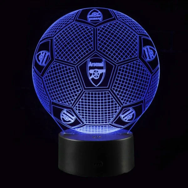 Arsenal 3D lampe. Fodbold. Farveskift mellem 7 farver. Mobil, PC og tablet tilbehør