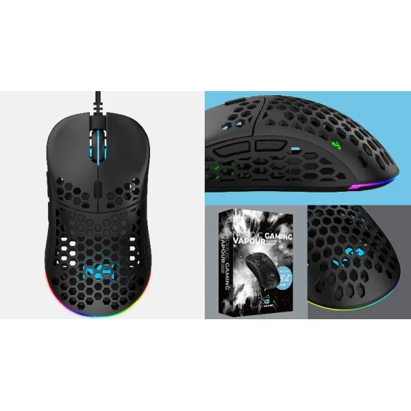 Nordic Gaming Vapour Ultra Light Gaming mus med RGB. Kun 60g! Nordic Gaming Vapour Ultra Light Gaming mus med RGB. Kun 60g! - Billede 4