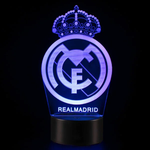 Real Madrid 3D lampe. Farveskift mellem 7 farver. Mobil, PC og tablet tilbehør