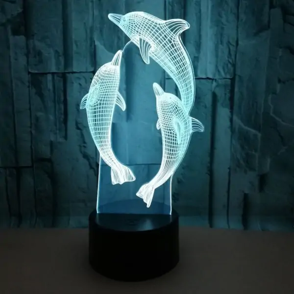 Delfin 3D lampe. 3 flotte delfiner. Farveskift mellem 7 farver. Delfin 3D lampe. 3 flotte delfiner. Farveskift mellem 7 farver. - Billede 4