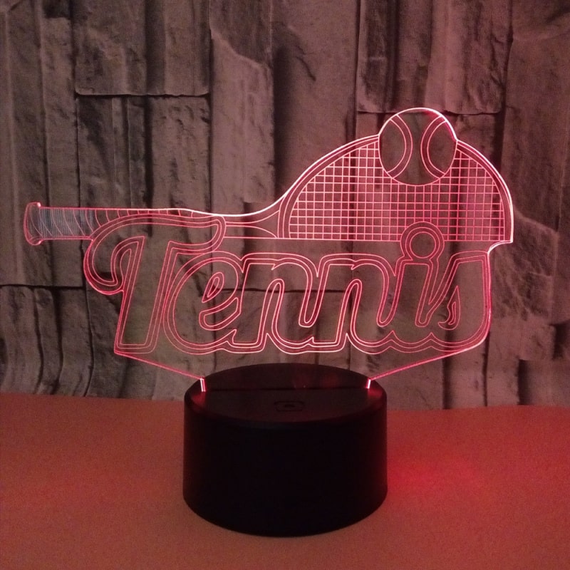 Tennis 3D lampe. Lysende logo, tennisketcher og bold. Farveskift mellem 7 farver. Tennis 3D lampe. Lysende logo, tennisketcher og bold. Farveskift mellem 7 farver. - Billede 7