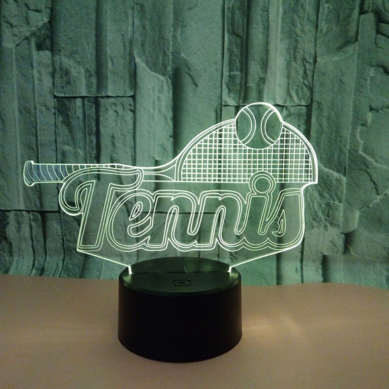 Tennis 3D lampe. Lysende logo, tennisketcher og bold. Farveskift mellem 7 farver. Tennis 3D lampe. Lysende logo, tennisketcher og bold. Farveskift mellem 7 farver. - Billede 6