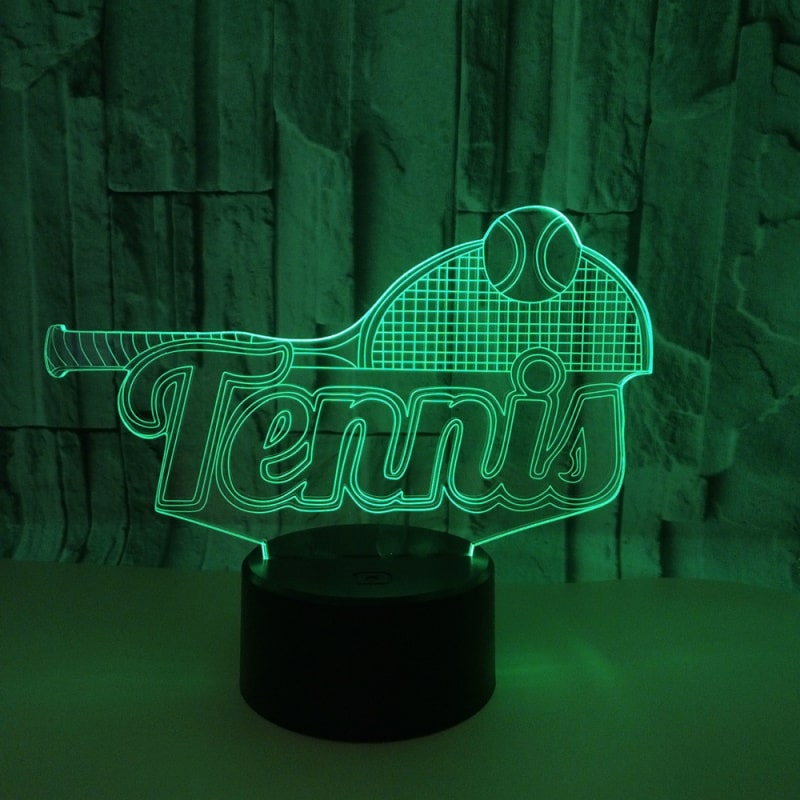 Tennis 3D lampe. Lysende logo, tennisketcher og bold. Farveskift mellem 7 farver. Tennis 3D lampe. Lysende logo, tennisketcher og bold. Farveskift mellem 7 farver. - Billede 5