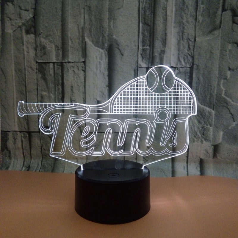 Tennis 3D lampe. Lysende logo, tennisketcher og bold. Farveskift mellem 7 farver. Tennis 3D lampe. Lysende logo, tennisketcher og bold. Farveskift mellem 7 farver. - Billede 4