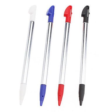 Stylus Penne til Nintendo 3DS XL med udtræksfunktion. 4 stk (1x sort, 1x hvid, 1x rød, 1x blå). Stylus Penne til Nintendo 3DS XL
