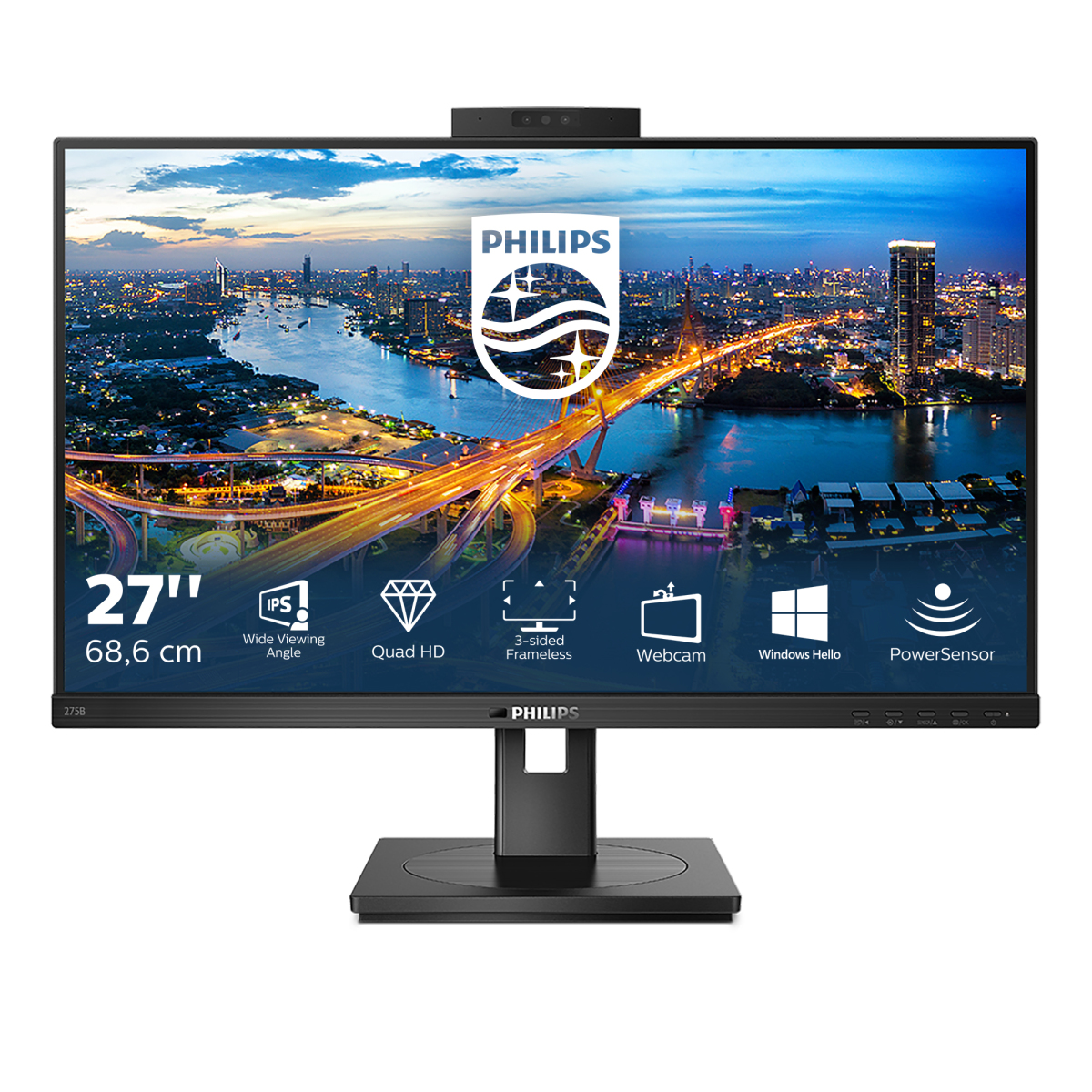 Philips B Line 275B1H 27" 75Hz Pivot Skærm. 2560 x 1440 DVI HDMI DisplayPort. Philips B Line 275B1H 27" 75Hz Pivot Skærm. 2560 x 1440 DVI HDMI DisplayPort.
