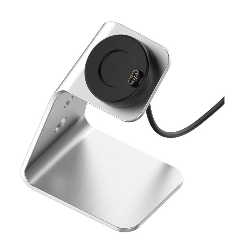 Opladestander til Garmin ure. Vivo, Fenix, Approach, Forerunner, Venu, Instinct mm. Silver. Roterbar opladestander til Garmin ure. Fenix, Forerunner mm.
