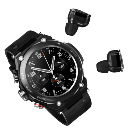 LEMFO T92 Smartwatch med indbygget TWS Høretelefoner. 2 i 1 Smartur. Sort. LEMFO T92 Smartwatch med indbygget TWS Høretelefoner.
