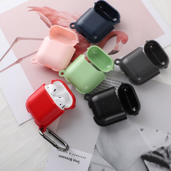 Carbon Fiber TPU beskyttelsescover til dit AirPods etui. Pink. Carbon Fiber TPU beskyttelsescover til dit AirPods etui. Pink. - Billede 8