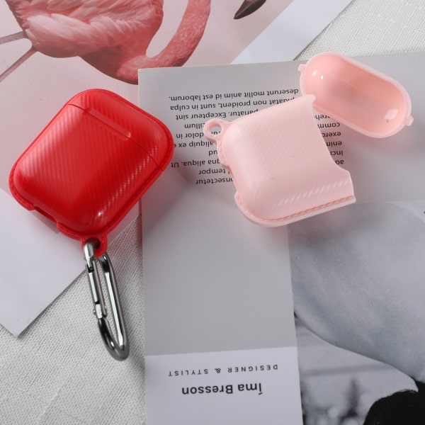 Carbon Fiber TPU beskyttelsescover til dit AirPods etui. Pink. Carbon Fiber TPU beskyttelsescover til dit AirPods etui. Pink. - Billede 9