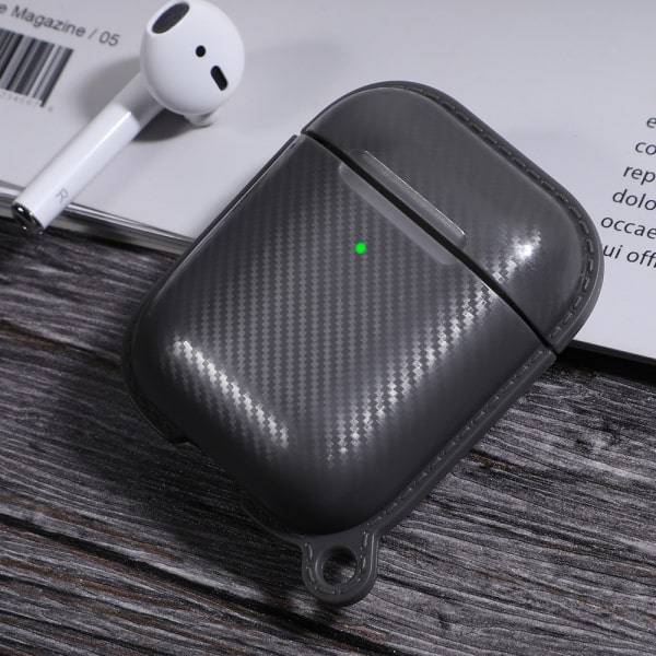 Carbon Fiber TPU beskyttelsescover til dit AirPods etui. Grå. Carbon Fiber TPU beskyttelsescover til dit AirPods etui. Grå. - Billede 3