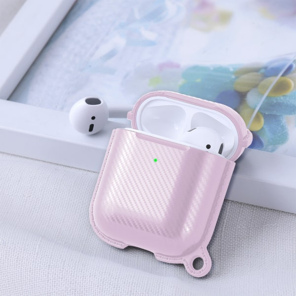 Carbon Fiber TPU beskyttelsescover til dit AirPods etui. Pink. Carbon Fiber TPU beskyttelsescover til dit AirPods etui. Pink. - Billede 2