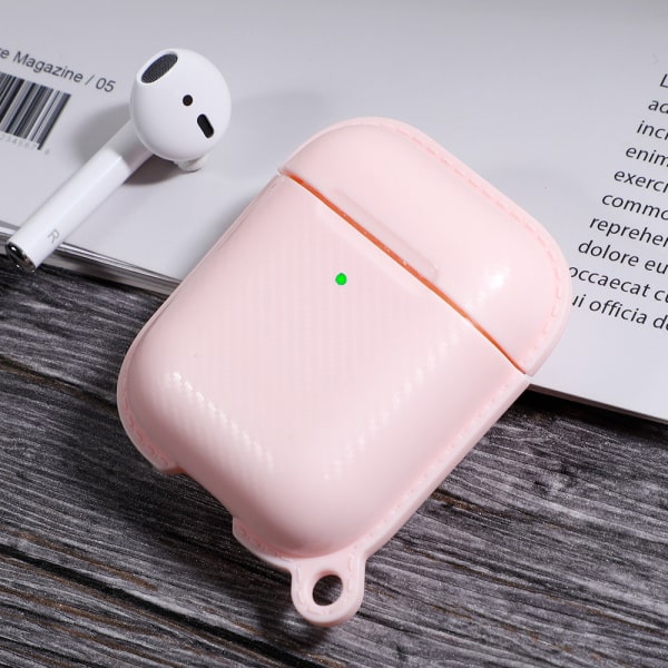 Carbon Fiber TPU beskyttelsescover til dit AirPods etui. Pink. Carbon Fiber TPU beskyttelsescover til dit AirPods etui. Pink. - Billede 3
