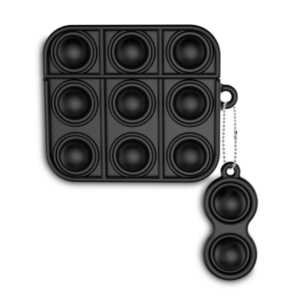 Push poppers Pop-It silikone beskyttelsescover til dit AirPods Pro etui. Sort. Mobil, PC og tablet tilbehør