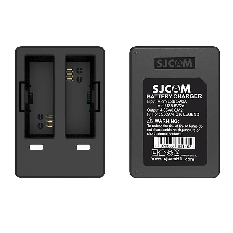 Dual Batterioplader til SJCAM SJ6 sportskameraer. Oplad to batterier på én gang. Dual Batterioplader til SJCAM SJ6 sportskameraer. Oplad to batterier på én gang. - Billede 3