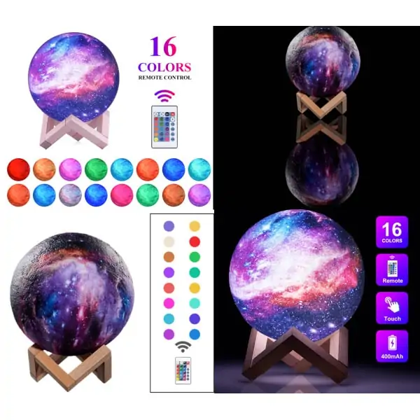 Super flot Planet 3D lampe med Galakselys. 15 cm Super flot Planet 3D lampe med Galakselys. 15 cm - Billede 5