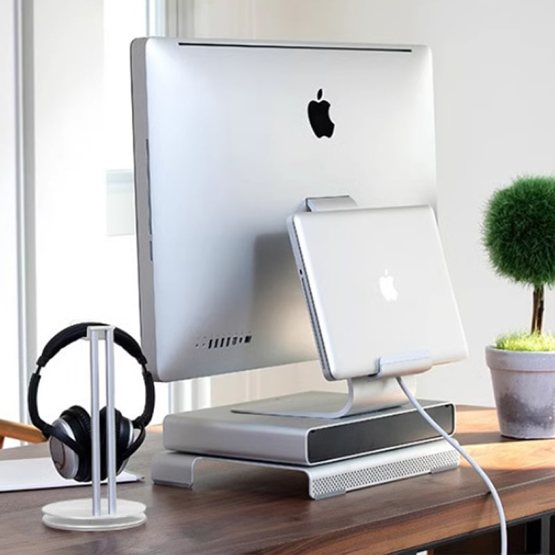 Flot Headset Stander i Metal Alu look til alle slags headphones. Sort. Flot Headset Stander i Metal Alu look til alle slags headphones. Sort. - Billede 4
