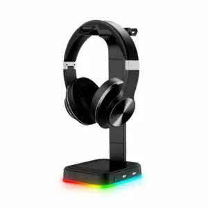 Multifunktionel RGB Headset Stander med 2 USB porte og justerbart lys. RGB Headset Stander med 2 USB porte og justerbart lys