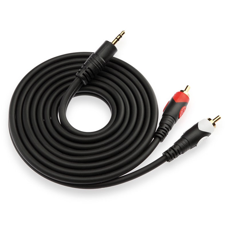 3,5 mm mini-jack til 2 x RCA — Stereo lydkabel i høj kvalitet med forgyldte stik - 10M 3,5 mm mini-jack til 2 x RCA –Stereo lydkabel i høj kvalitet
