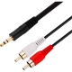 Minijack til phono kabel. 3,5 mm minijack til 2x RCA Phono stereo kabel (Sort) - 130cm Minijack til phono kabel. 3,5 mm minijack til 2x RCA Phono stereo kabel. 130cm. Sort.