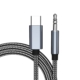 USB-C til 3.5 mm Minijack Audiokabel. Kvalitets Kevlar-flettet kabel. Grå USB-C til 3.5 mm Minijack Audiokabel. Kvalitets Kevlar-flettet kabel. Grå
