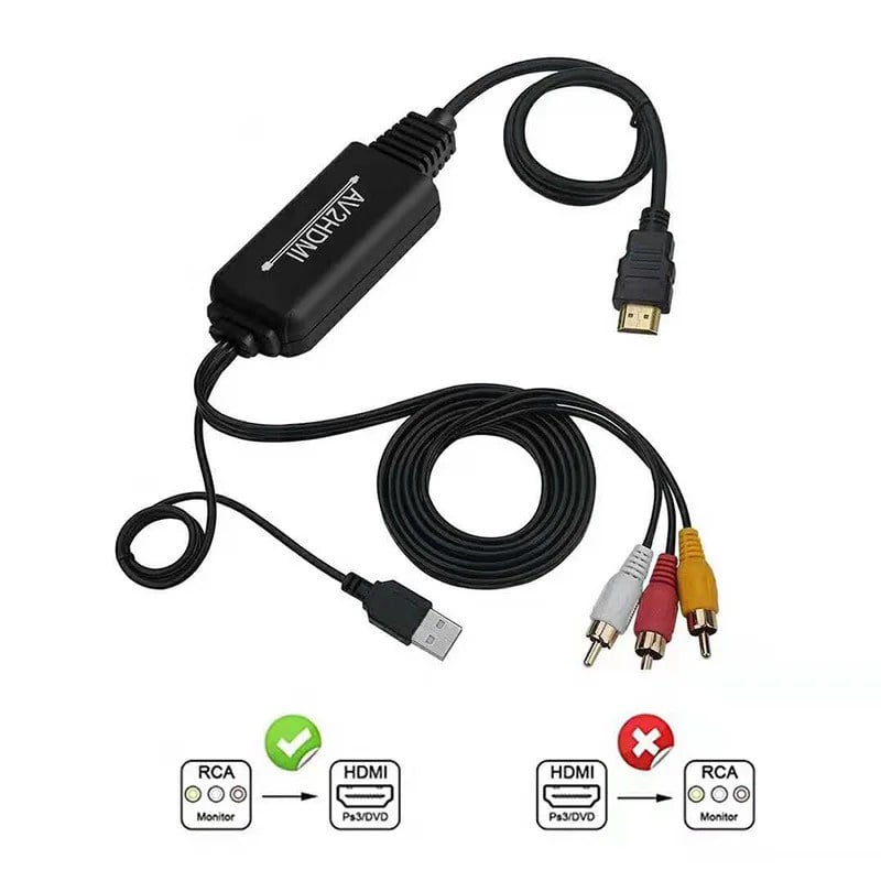 AV til HDMI Konverter Kabel Til DVD, VHS, Retrospil og Kamera. 2 m. AV til HDMI Konverter Kabel Til DVD, VHS, Retrospil og Kamera. 2 m. - Billede 5