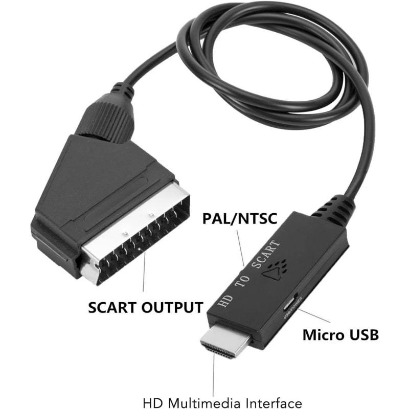 HDMI til SCART konverter med kabel. 720p/1080p - PAL/NTSC. HDMI til SCART konverter med kabel. 720p/1080p - PAL/NTSC. - Billede 3