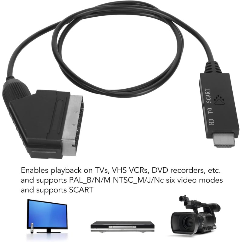 HDMI til SCART konverter med kabel. 720p/1080p - PAL/NTSC. HDMI til SCART konverter med kabel. 720p/1080p - PAL/NTSC. - Billede 6