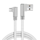 Flettet Micro-USB opladerkabel til USB-A. Han-Han. Vinklet. 1 meter. Hvid. Mobil, PC og tablet tilbehør