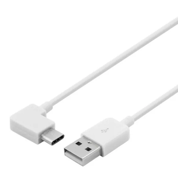 USB-C 3.1 Han til USB-A 2.0 Han kabel. Vinklet. 2m. Hvid. Mobil, PC og tablet tilbehør