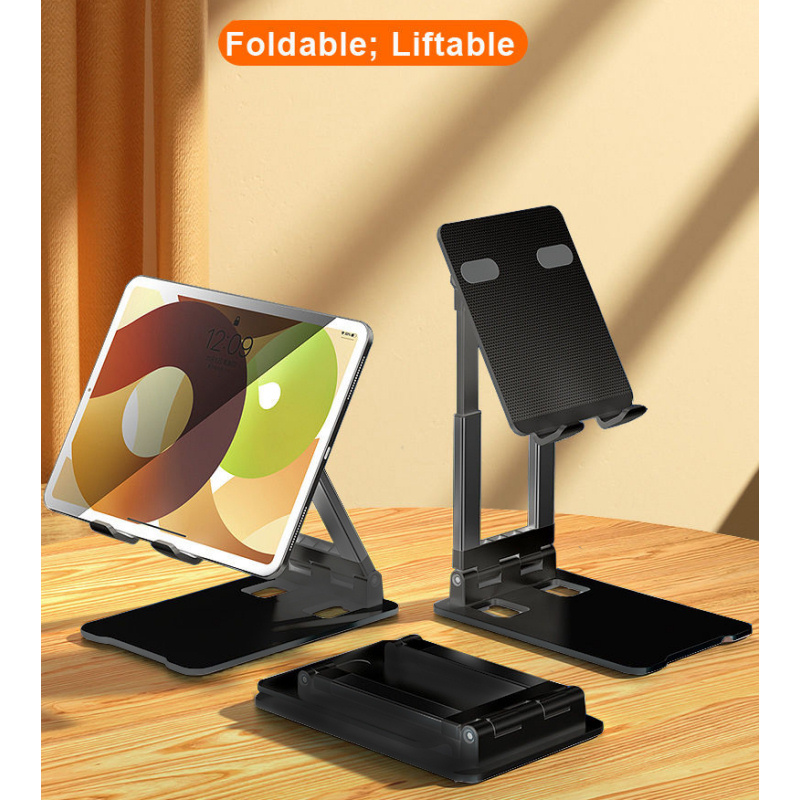 Universal Metal Stander til telefoner og tablets. Holder der kan foldes sammen. Sort. Universal Metal Stander til telefoner og tablets. Holder der kan foldes sammen. Sort. - Billede 2