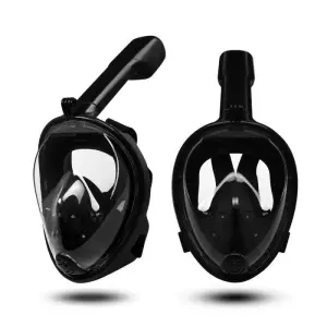 Full Face Dykkermaske med snorkel samt holder til aktivitetskamera. Sort. L/XL Full Face Dykkermaske med snorkel i sort.