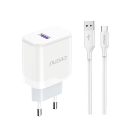 DUDAO A20EUT 18W Quick Charge oplader. Inkl USB-C kabel DUDAO A20EUT 18W Quick Charge 3.0 USB oplader. Inkl kabel