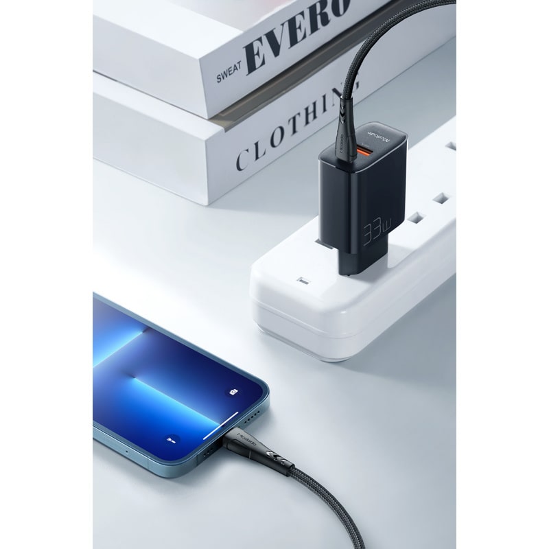 MCDODO Dual USB-C & USB-A oplader. PD 3.0. 33W. Sort. MCDODO Dual USB-C & USB-A oplader. PD 3.0. 33W. Sort. - Billede 5