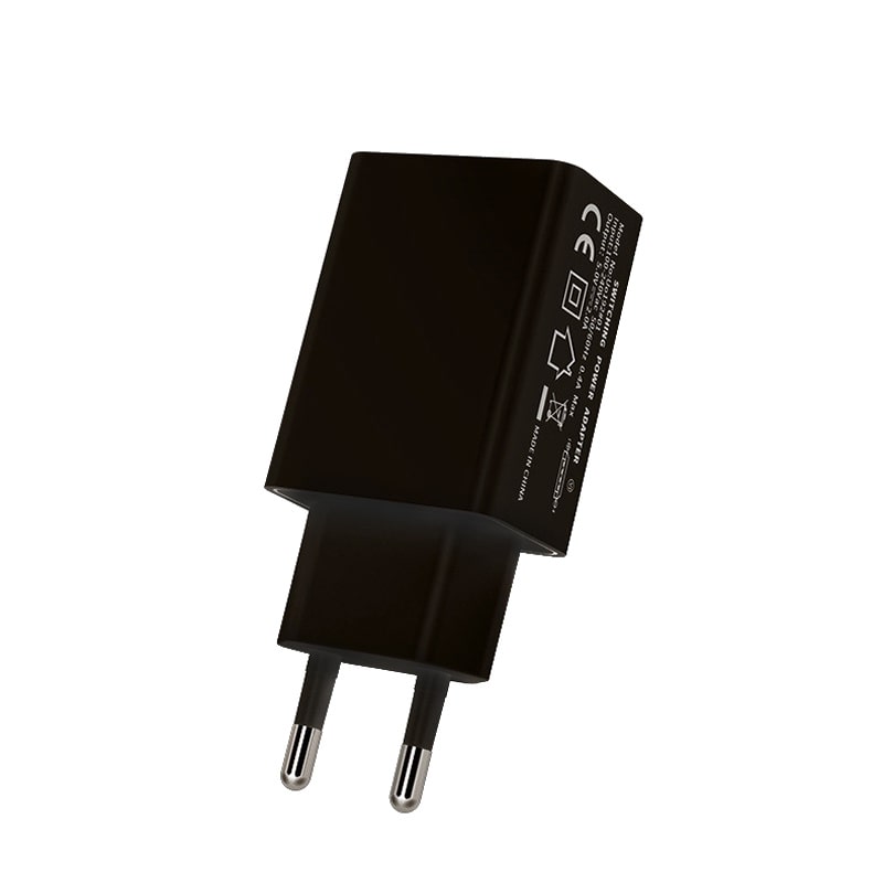 Universal USB Oplader til stikkontakt. USB-A, 10W. Firkantet. Sort Universal USB Oplader til stikkontakt. USB-A, 10W. Sort