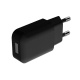 Universal USB Oplader til stikkontakt. USB-A, 10W. Sort. Universal USB Oplader til stikkontakt. USB-A, 10W i sort