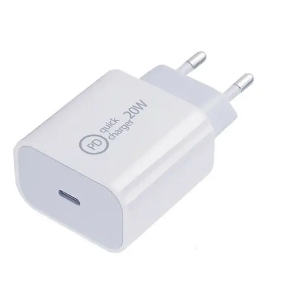 20W USB-C-strømforsyning. Lynhurtig opladning. Hvid. USB-C-strømforsyning (20W).