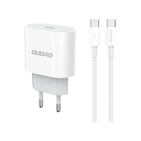 DUDAO A14EUC PD 20W Quick Charge USB-C oplader. Inkl USB-C kabel DUDAO A14EUC PD 20W Quick Charge USB-C oplader m kabel