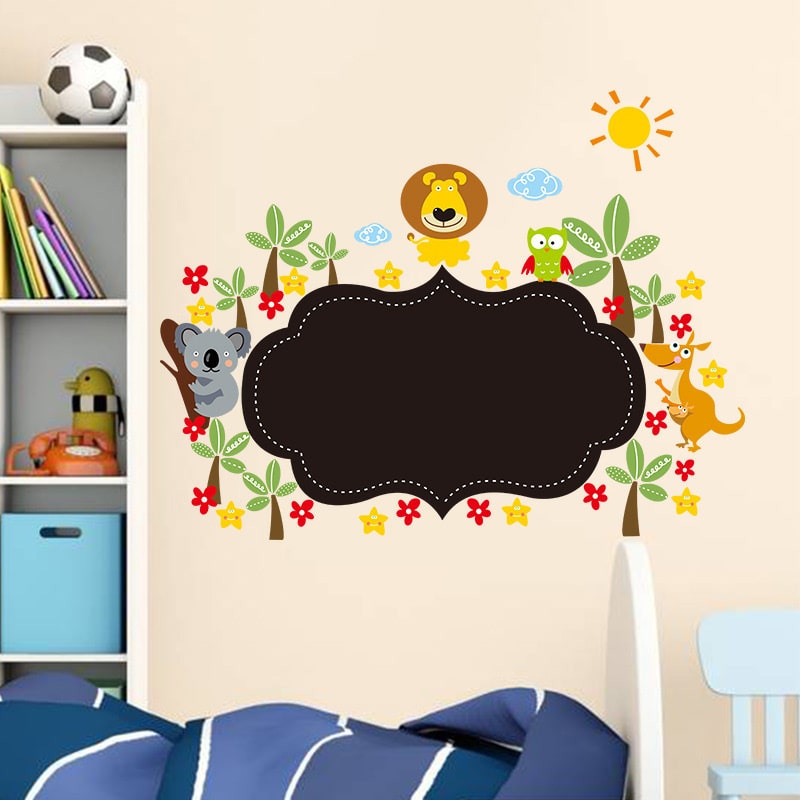 Sød tavle wallsticker til kridt med dyr, palmer, blomster mm. Sød tavle wallsticker til kridt med dyr, palmer, blomster mm. - Billede 2