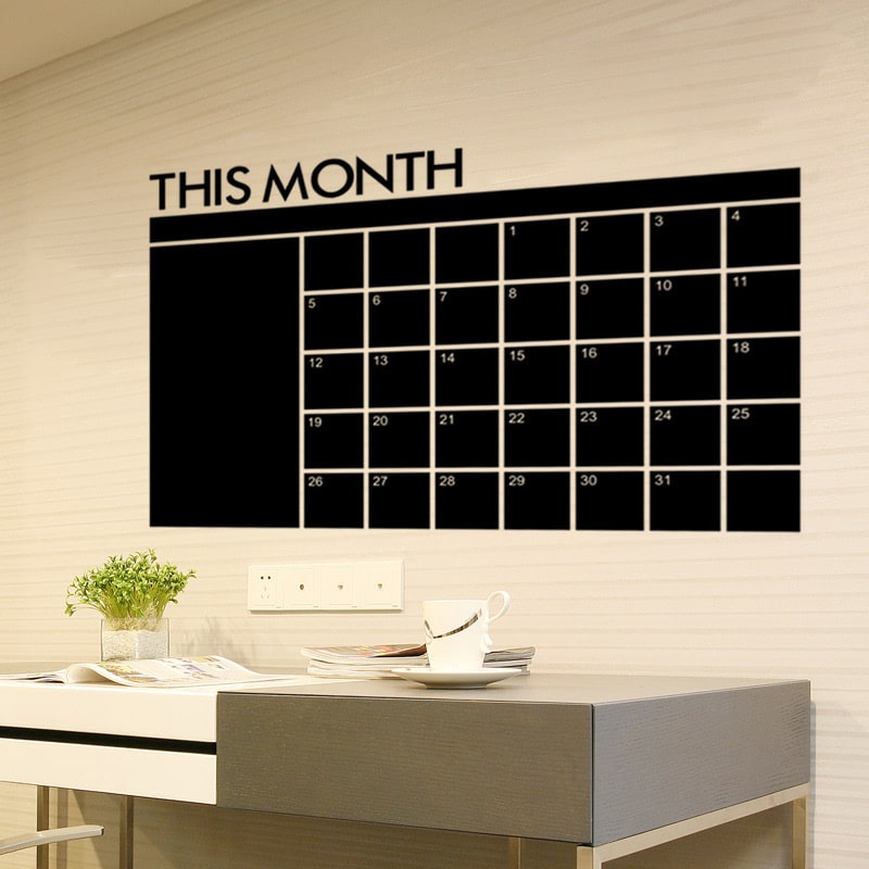 Stor wallsticker tavle til kridt. ’This month’ kalender med tal. 60x100cm Stor wallsticker tavle til kridt. ’This month’ kalender med tal. 60x100cm - Billede 5