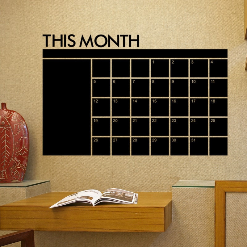 Stor wallsticker tavle til kridt. ’This month’ kalender med tal. 60x100cm Stor wallsticker tavle til kridt. ’This month’ kalender med tal. 60x100cm - Billede 4