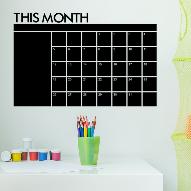 Stor wallsticker tavle til kridt. ’This month’ kalender med tal. 60x100cm Stor wallsticker tavle til kridt. ’This month’ kalender med tal. 60x100cm - Billede 3