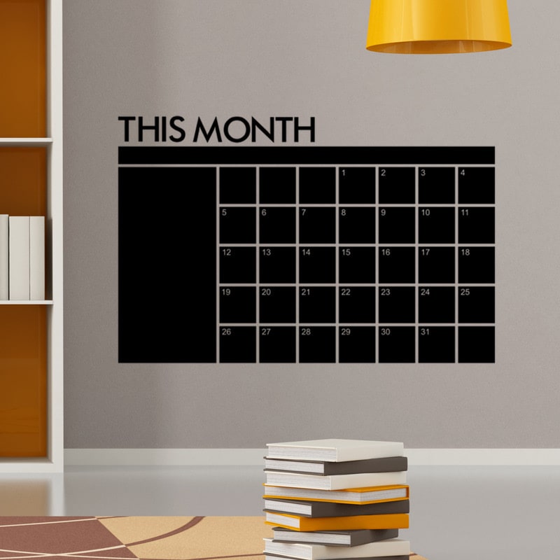 Stor wallsticker tavle til kridt. ’This month’ kalender med tal. 60x100cm Stor wallsticker tavle til kridt. ’This month’ kalender med tal. 60x100cm - Billede 2