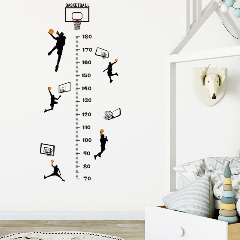 Sej basket målebånds wallsticker. Fem basket scoringer - i højden fra 70-180cm. Sej basket målebånds wallsticker. Fem basket scoringer - i højden fra 70-180cm. - Billede 2