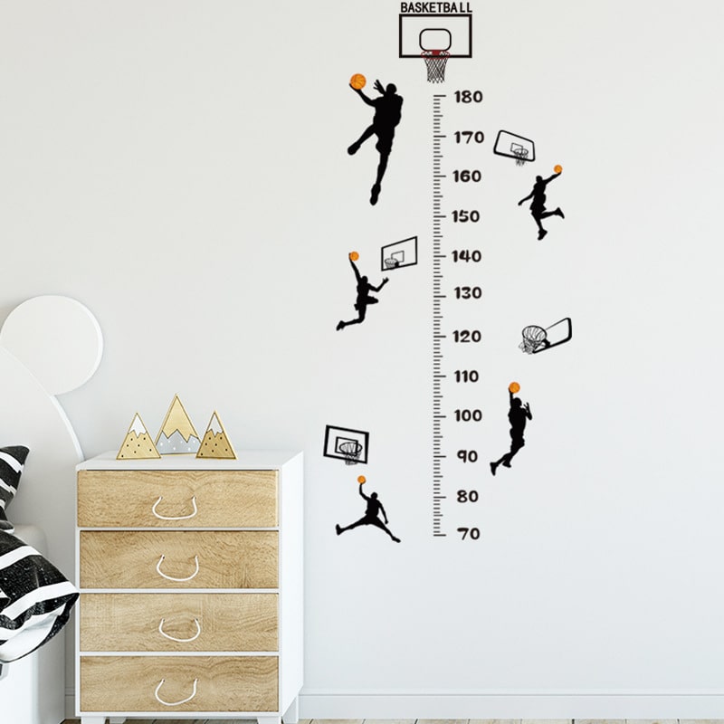 Sej basket målebånds wallsticker. Fem basket scoringer - i højden fra 70-180cm. Sej basket målebånds wallsticker. Fem basket scoringer - i højden fra 70-180cm. - Billede 6