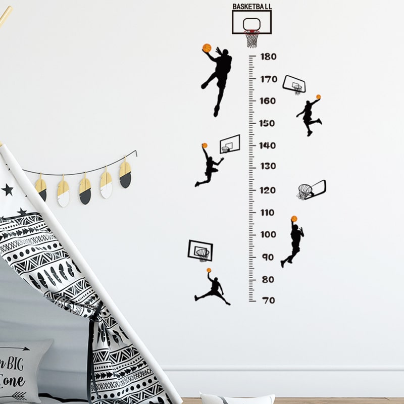 Sej basket målebånds wallsticker. Fem basket scoringer - i højden fra 70-180cm. Sej basket målebånds wallsticker. Fem basket scoringer - i højden fra 70-180cm. - Billede 4