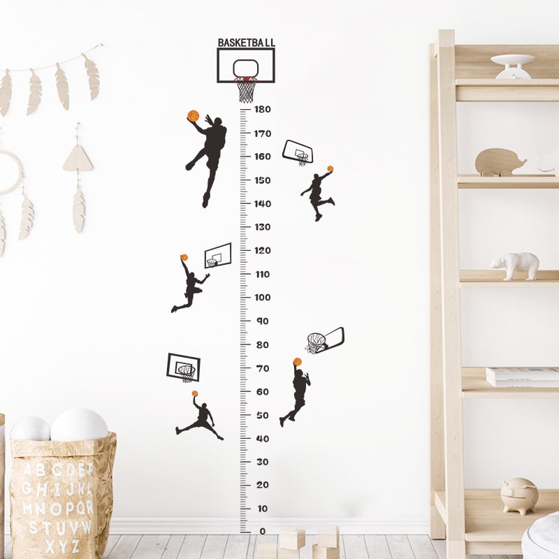 Sej basket målebånds wallsticker. Fem basket scoringer - i højden fra 70-180cm. Sej basket målebånds wallsticker. Fem basket scoringer - i højden fra 70-180cm. - Billede 3