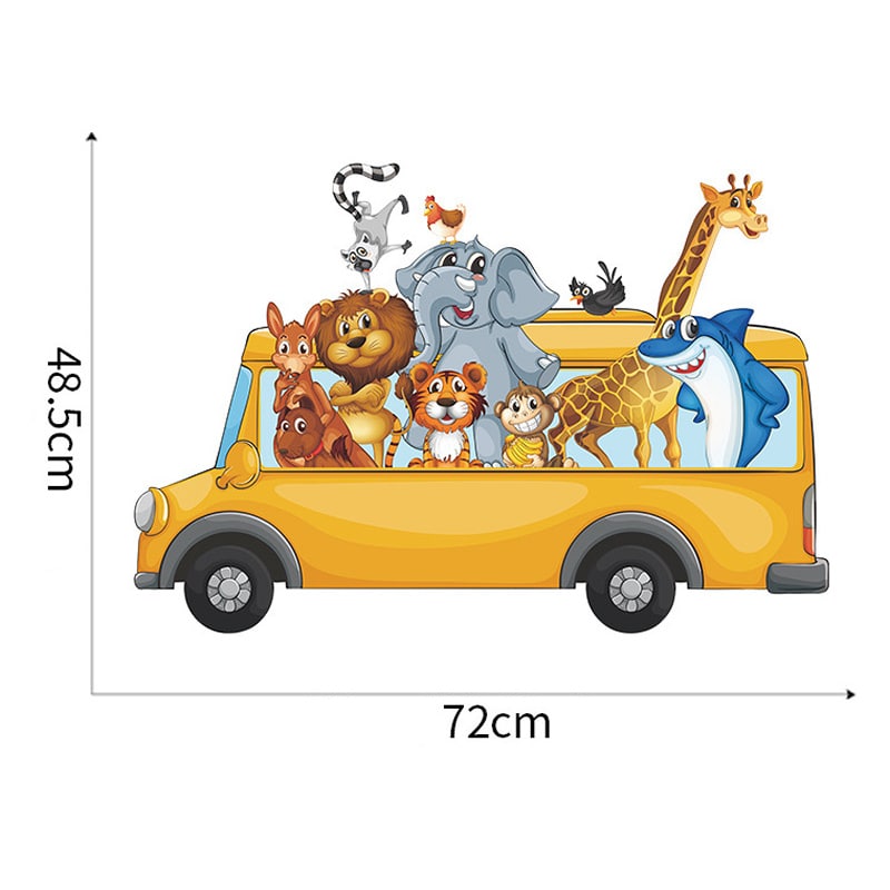 Dyrebus wallsticker i flotte farver. Wallsticker med søde dyr i en bus. Dyrebus wallsticker i flotte farver. Wallsticker med søde dyr i en bus. - Billede 7