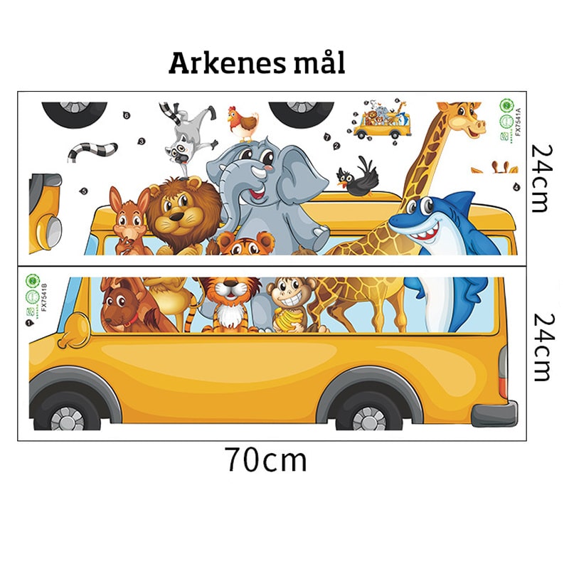 Dyrebus wallsticker i flotte farver. Wallsticker med søde dyr i en bus. Dyrebus wallsticker i flotte farver. Wallsticker med søde dyr i en bus. - Billede 8